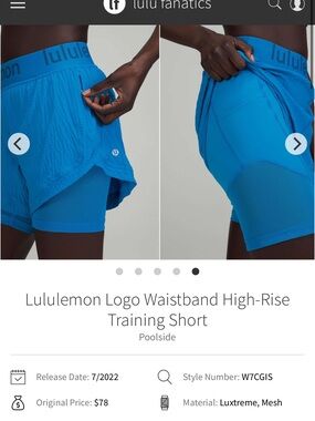 Lululemon Logo waistband HR Train shorts sz 8